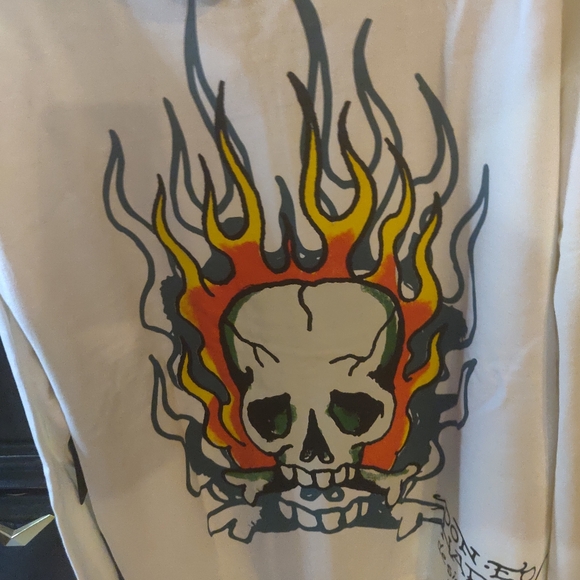Ed Hardy NWT flaming ☠️ Zip-Up Hoodie Size XXL - Picture 7 of 12